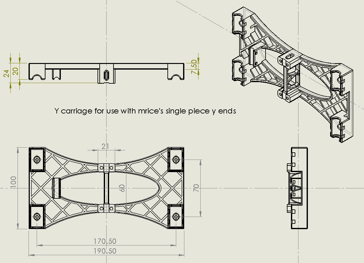 Prusa I3_Wilson Y-Carriage for use with MRice's single piece Y-ends (with solidworks source)