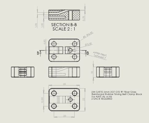 Y-Axis Belt Clamp for ANET A6 or A8 | 3d print model