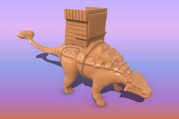 Battle dinosaur with tower | 3d print model