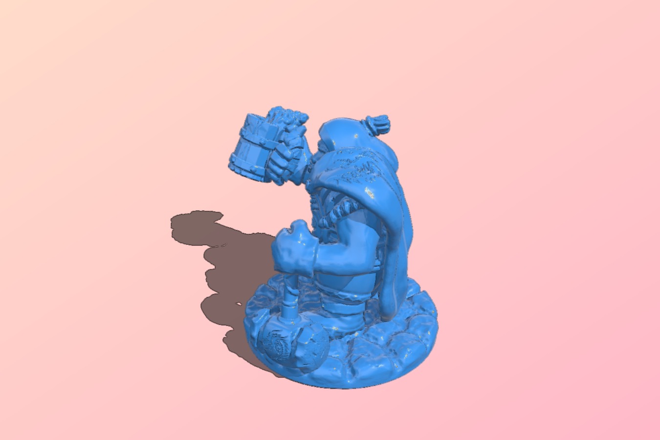 Dwarf with mug and hammer