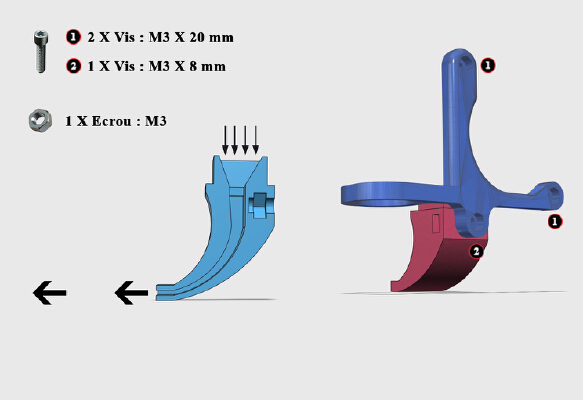 Support de fixation pour soufflerie et capteur, (MK8, Anet). | 3d print model