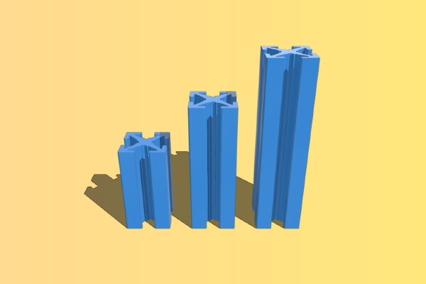 Mini-T beams by Makerbeam (with openscad ready dxf file) | 3d print model