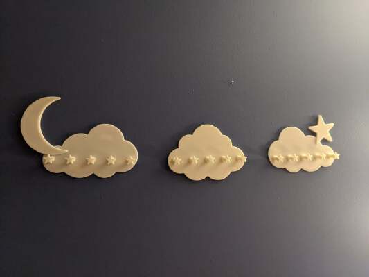 Cloud Moon Star Wall Hooks | 3d print model