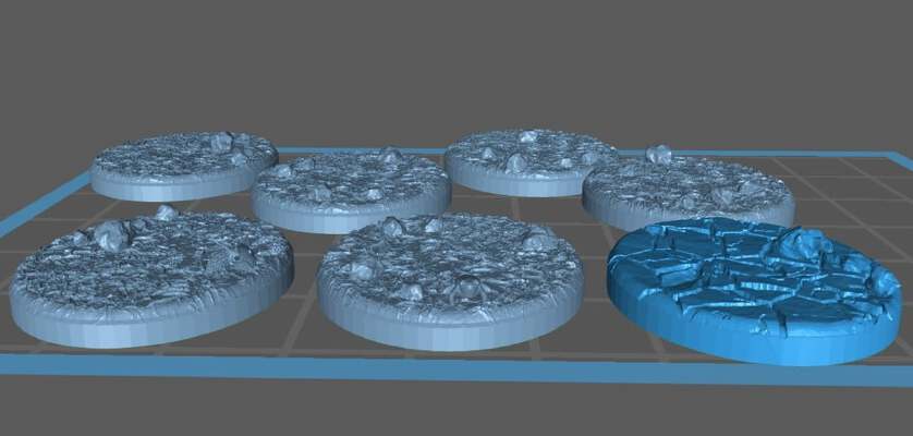 [Remix] 25mm Bases w_ grass, rocks and critters  (7 base pack) | 3d print model