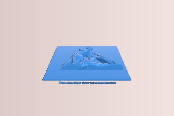 Picture of a girl and a lioness | 3d print model