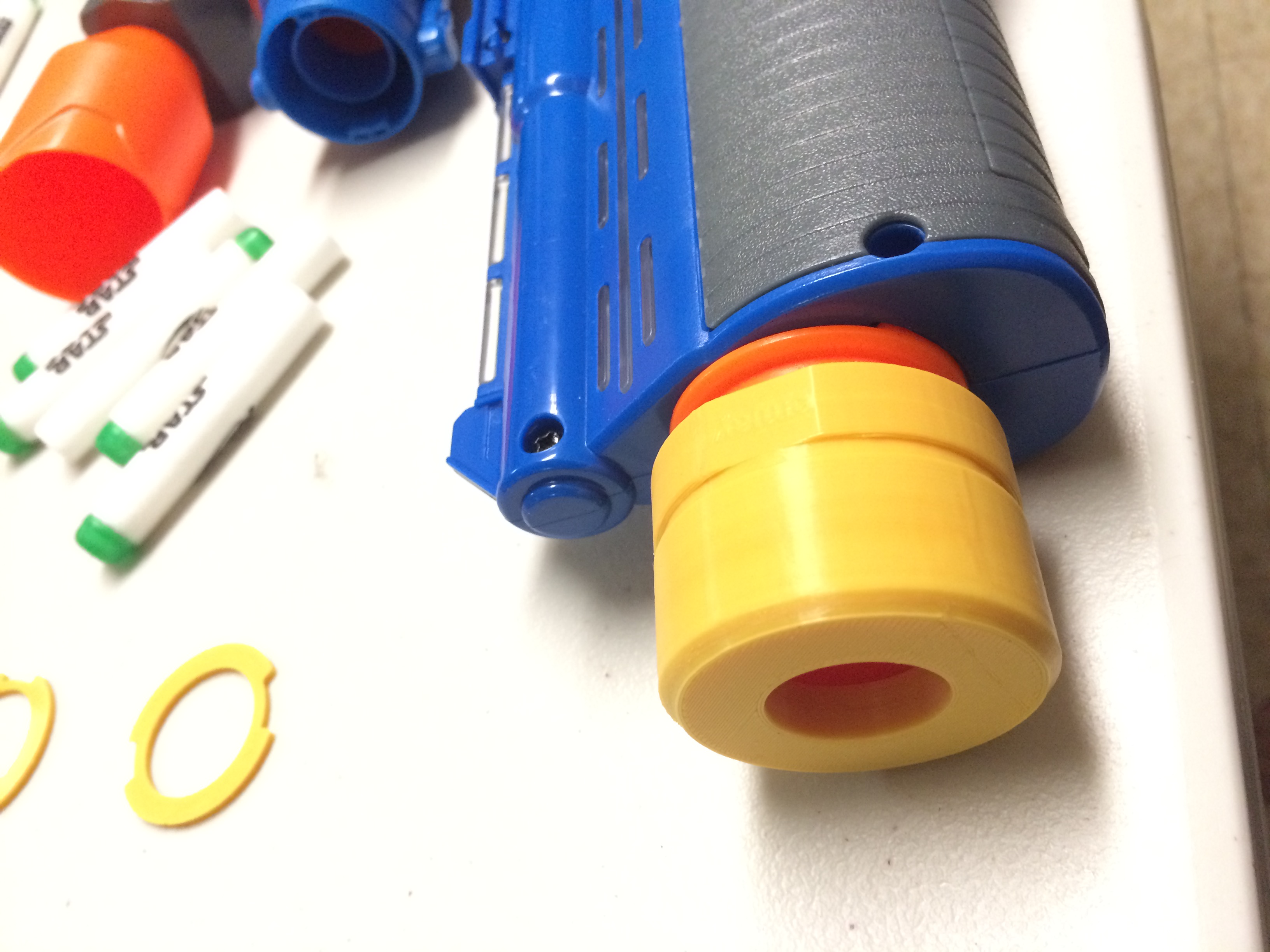 Nerf barrel to 1_2 inch pvc pipe adapter