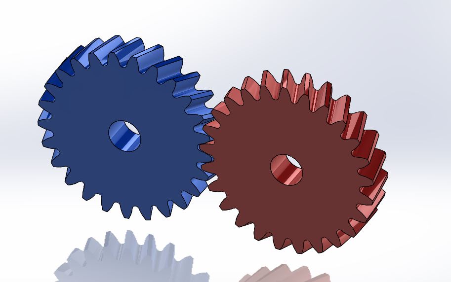 Meshing helical gears
