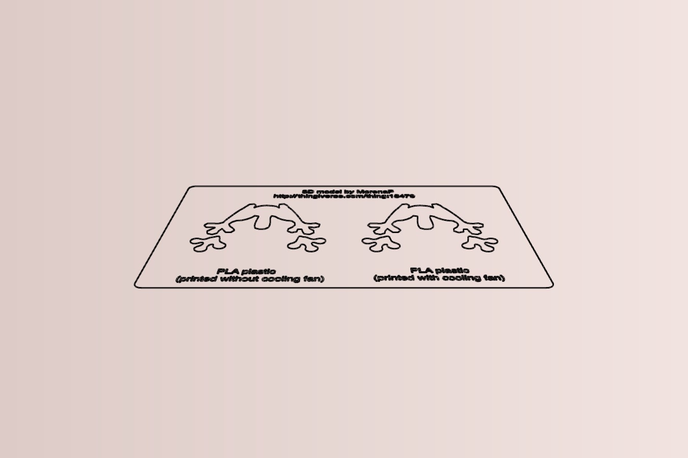 PLA frogs with and without cooling fan (experiment)