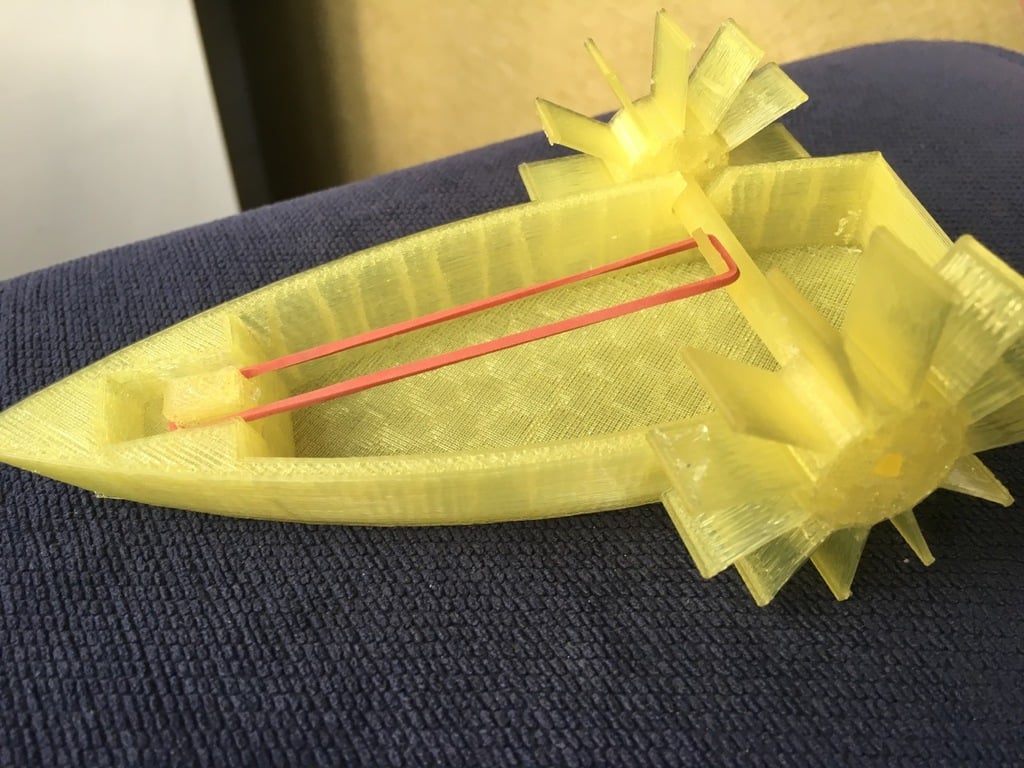 Rubber band powered boat