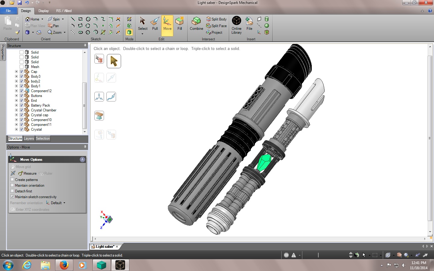Lightsaber with internal components (Remix)