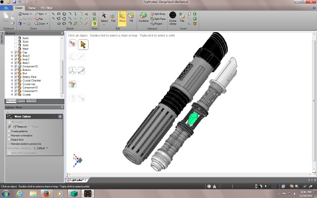 Lightsaber with internal components (Remix) | 3d print model