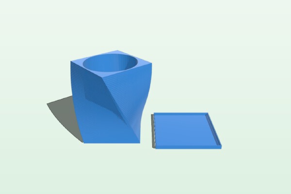 Twisted square vase with base | 3d print model