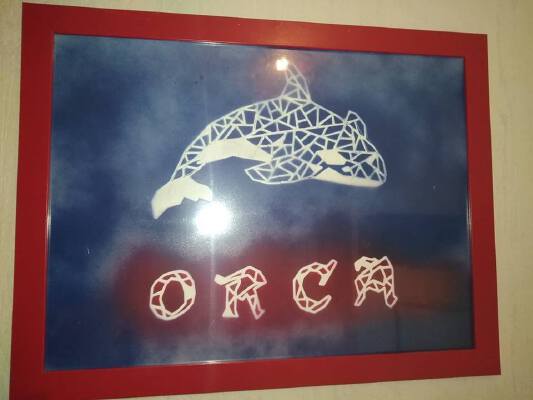 Origami_pochoir Orque- origami_stencil Orca_killer whale | 3d print model