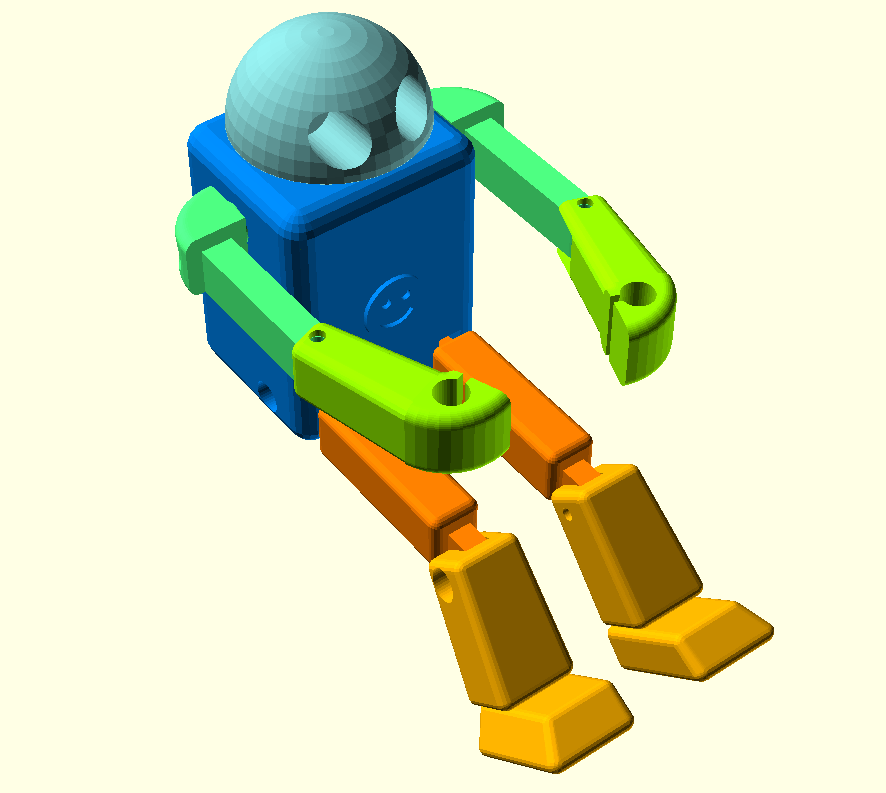 Robot figure with flexible joints (parametric, OpenSCAD)