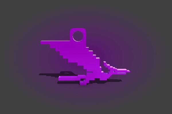 Dino 8bit keychain | 3d print model