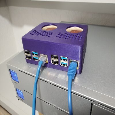 Raspberry Pi Double Headless PoE W_ 40x10mm fans Case | 3d print model