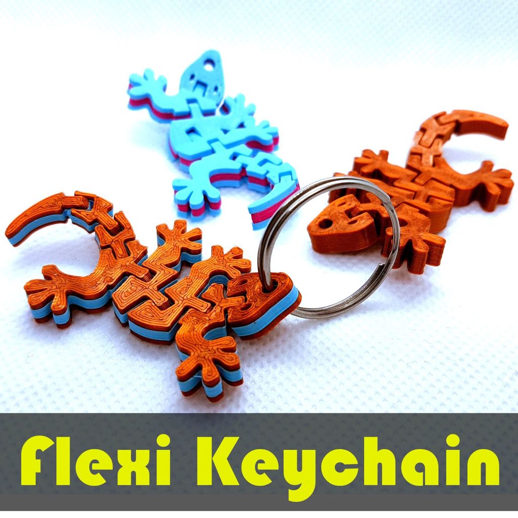 Flexi Articulated Gecko Keychain Dual Color