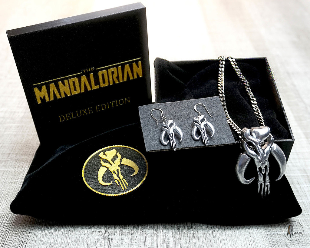 Mandalorian earrings and necklace
