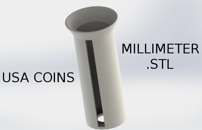 USA Coin Roll Measurement Device (Metric)