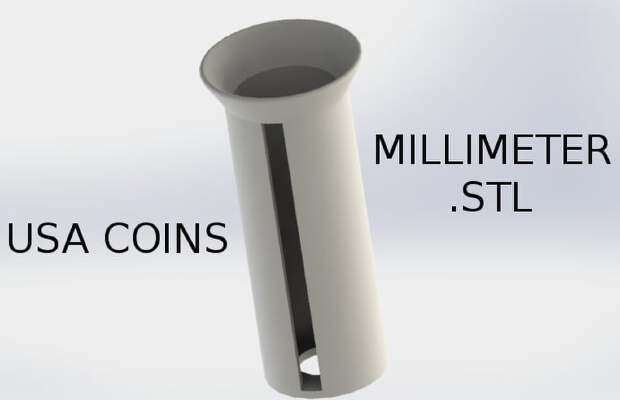 USA Coin Roll Measurement Device (Metric) | 3d print model