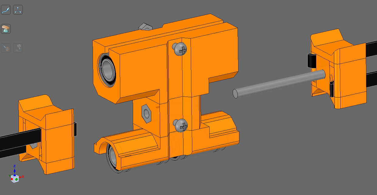3D Printer 4xLM8UU Minimal X Carriage (with symmetric_balanced tensioning mechanism) for F694zz bearings & more [#SCOUTcorexy design]