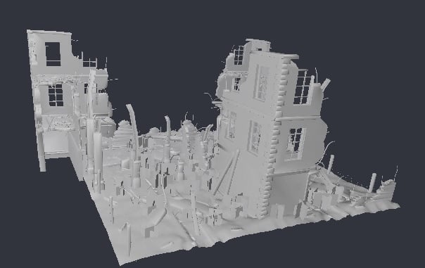 Houses destroyed, ruins | 3d print model