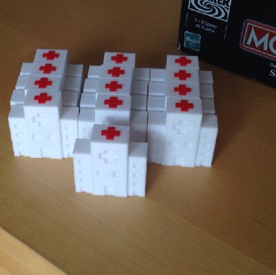 Monopoly House and Hotel replacement with Ambulance and Hospital | 3d print model