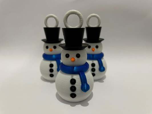 Snowman Christmas Decoration (multi-material remix) | 3d print model