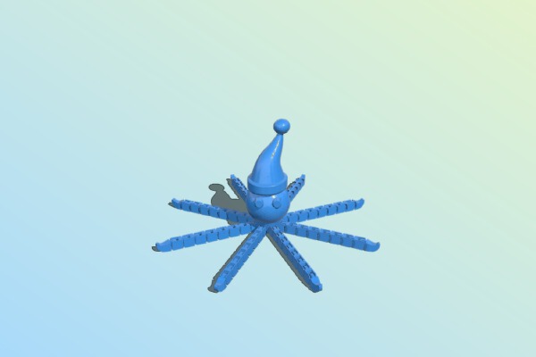 Chrismas Articulated Cartoon Octopus | 3d print model