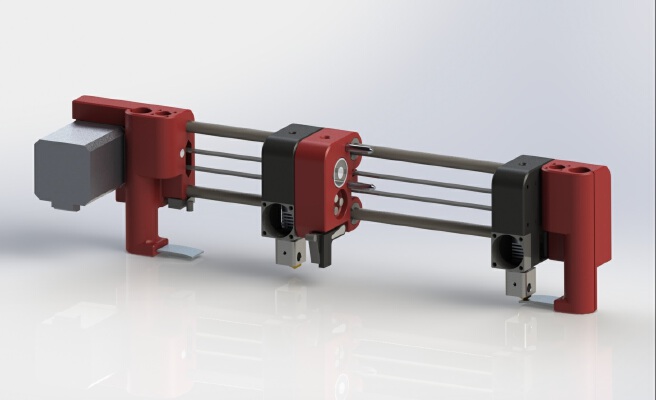 Parking dual extruder, Prusa i3 X axis mod, hexagon extruders | 3d print model