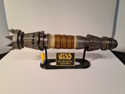 Horizontal Lightsaber Display Stand with Tags - Kyber Crystal Remix | 3d print model