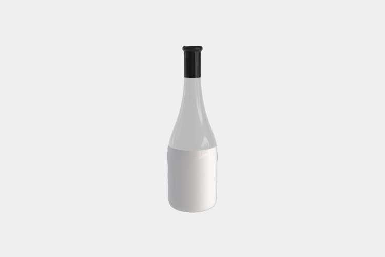 Isolated Glass Whiter Wine Bottle Mockup