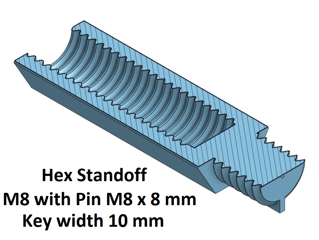 Hex Key Wide 10 mm Standoff  10, 20, 30, 40, 50, 60, 70, 80, 90, 100 mm; M8 Pin M8x8