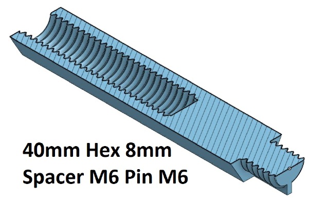Hex 8 Spacer, Standoff 10, 20, 30, 40, 50, 60, 70, 80, 90, 100 mm; M6 Pin M6 | 3d print model