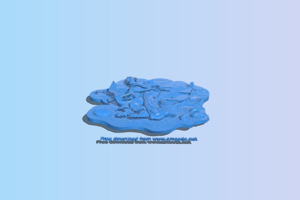 Painting of fisherman and mermaid | 3d print model