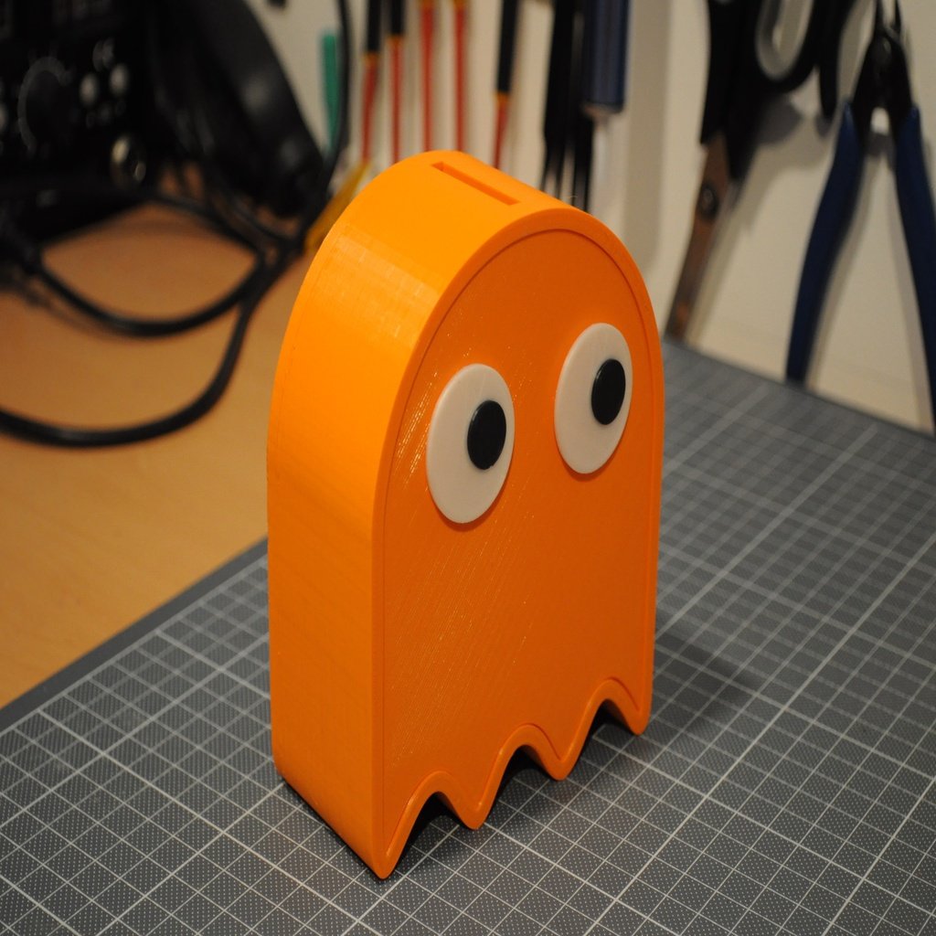 Pac-Man Ghost piggy bank with separate eyes