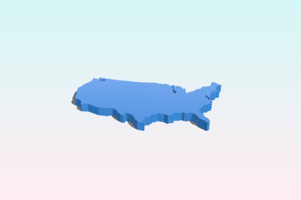 North America Map Countries Keychain | 3d print model