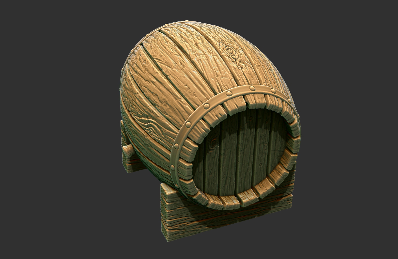 Wooden Barrel and Stand