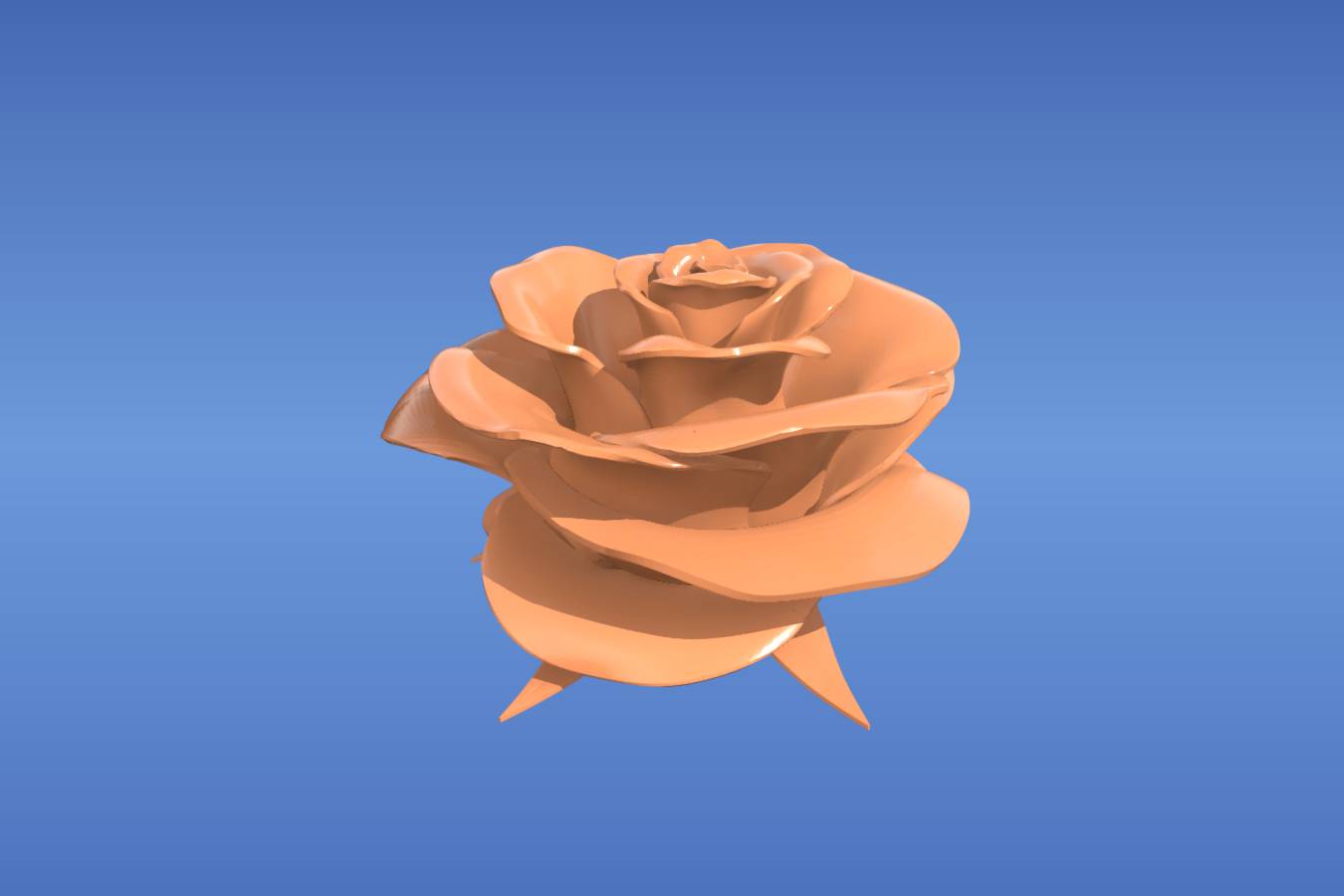 Rose with realistic leaves