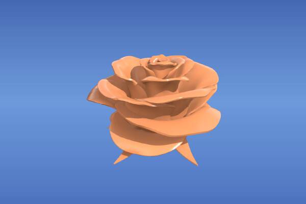 Rose with realistic leaves | 3d print model