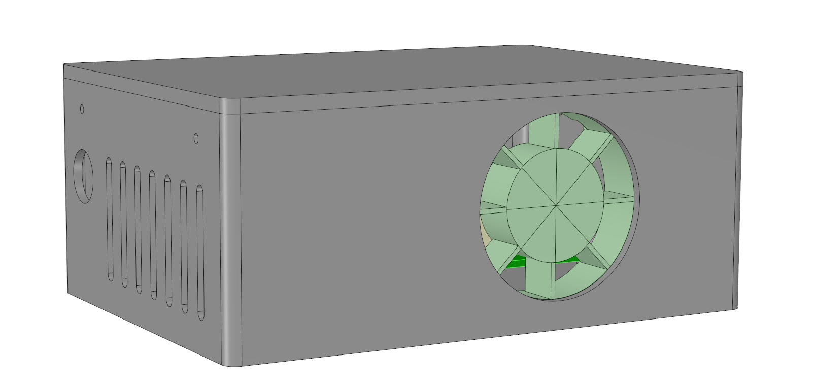 Universal enclosure with 40x40 cooling fan