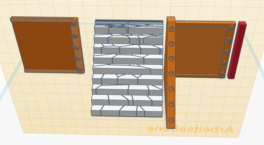 medium high industrial walls and crackled stairs