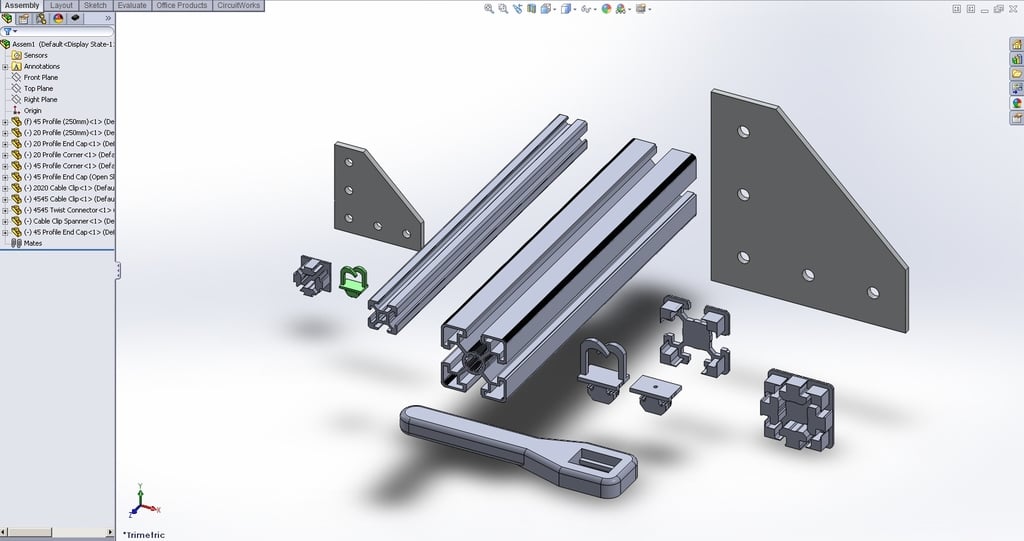 Profile end caps and cable clips