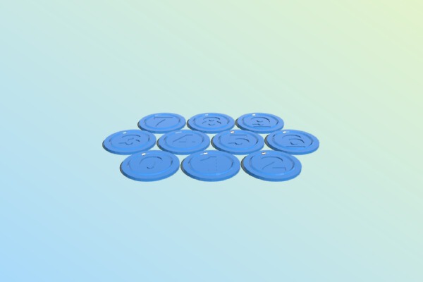 numbered stacking chips | 3d print model