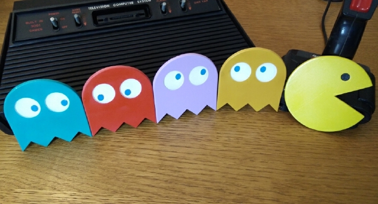 Pac man & ghosts coaster set | 3d print model