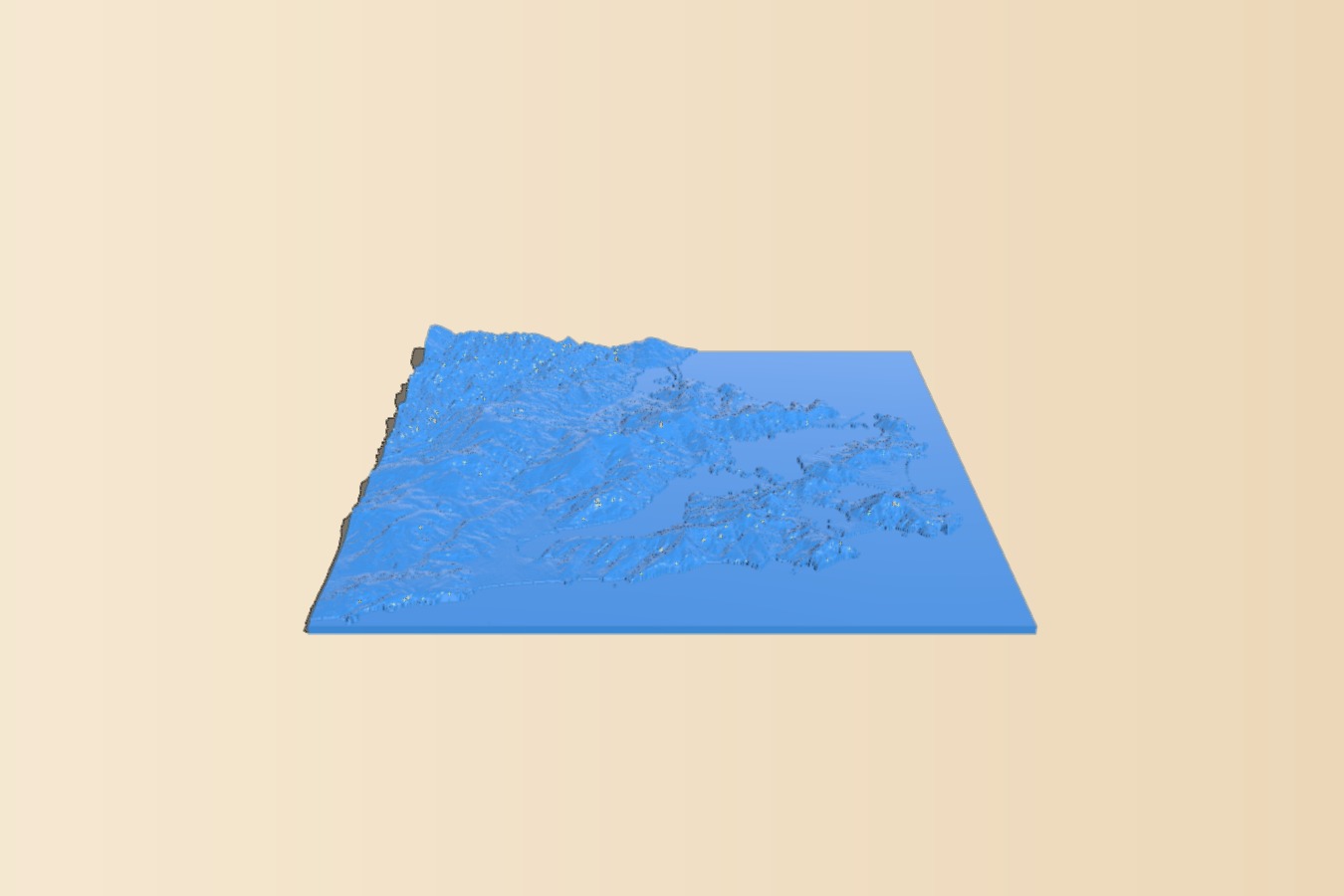 Elevation model of Dunedin, New Zealand.