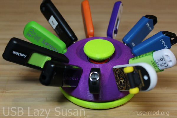 USB Lazy Susan (rotating thumb-drive holder) | 3d print model