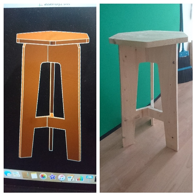 Recycled_reclaimed wood hexagonal stool