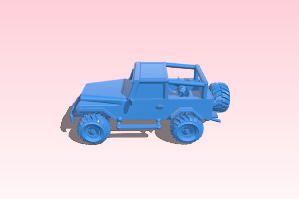 Jeep with updated Roll Cage and Dog | 3d print model