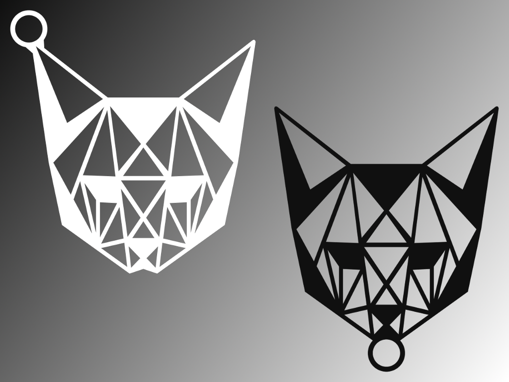 Low-poly styled cat keychain
